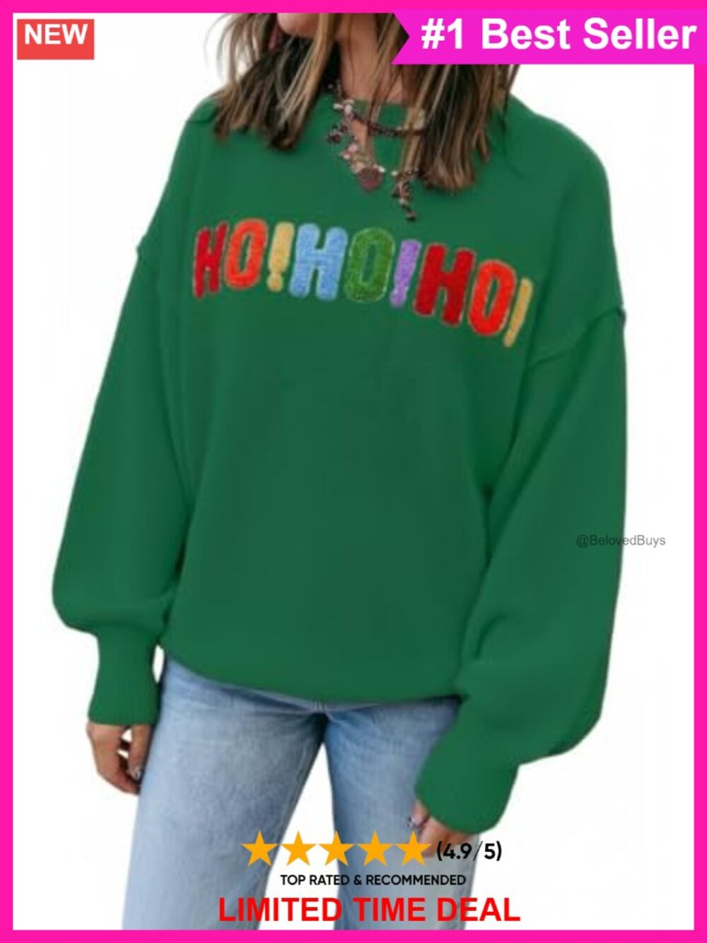KevaMolly Womens Chenille Graphic Long Sleeve Pullover Sweater